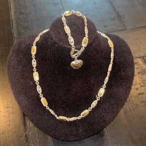 Premier Designs Two Tone Scroll Heart Toggle Closure Necklace Bracelet Jewelry​